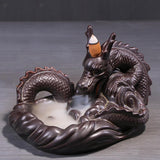 Maxbell Ceramic Backflow Incense Burner Home Decor Dragon Cones Holder Censer b