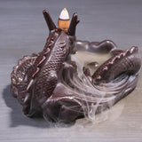Maxbell Ceramic Backflow Incense Burner Home Decor Dragon Cones Holder Censer b
