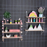 Max 3 Layer Wall Hanging Wooden Shelves Floating Wall Shelf Home Decor Pink