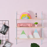 Max 3 Layer Wall Hanging Wooden Shelves Floating Wall Shelf Home Decor Blue