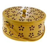 Retro Hollow Out Mosquito Coil Holder Handle Box for Teahouse Home Yellow