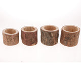 Maxbell Tree Stump Wooden Flower Vase Succulent Plants Bonsai Pot Candle Holder S