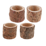 Maxbell Tree Stump Wooden Flower Vase Succulent Plants Bonsai Pot Candle Holder S