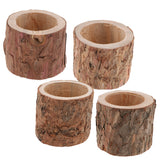 Maxbell Tree Stump Wooden Flower Vase Succulent Plants Bonsai Pot Candle Holder S