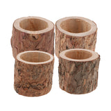 Maxbell Tree Stump Wooden Flower Vase Succulent Plants Bonsai Pot Candle Holder S
