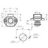 Maxbell Push Button Lock Cupboard Door Knob Campervan Motorhome Lock 20cm Brown B