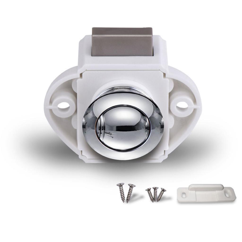 Maxbell  Push Button Lock Cupboard Door Knob Campervan Motorhome Lock 20cm White C