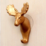 Max Maxb Elk Elephant Head Suction Hooks Wall Hanger Rack Holder  Gold-Deer