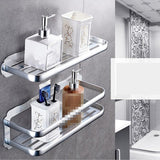 Maxbell Wall Mounted Bathroom Shelf  Adhesive Storage Rack Siliver-Double Roll-50cm