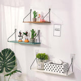 Maxbell Solid Wooden Wall Shelf Iron Partition Board Sundries Storage Rack White-L