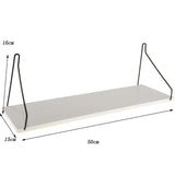 Maxbell Solid Wooden Wall Shelf Iron Partition Board Sundries Storage Rack White-L