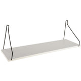 Maxbell Solid Wooden Wall Shelf Iron Partition Board Sundries Storage Rack White-L