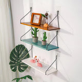 Maxbell Solid Wooden Wall Shelf Iron Partition Board Sundries Storage Rack White-L