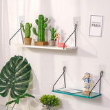 Maxbell Solid Wooden Wall Shelf Iron Partition Board Sundries Storage Rack White-L