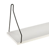 Maxbell Solid Wooden Wall Shelf Iron Partition Board Sundries Storage Rack White-L