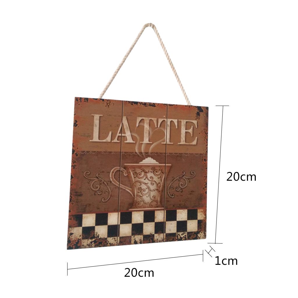 Maxbell  Wooden Wall Art Coffee Plaque Sign with Rope for Cafe Bar Decoration B