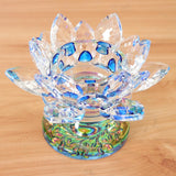 7 Colors Buddhist Crystal Glass Tea Light Lotus Flower Candle Holder Blue