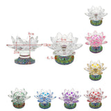 Max 7 Colors Buddhist Crystal Glass Tea Light Lotus Flower Candle Holder Purple - Aladdin Shoppers