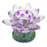 Max 7 Colors Buddhist Crystal Glass Tea Light Lotus Flower Candle Holder Purple