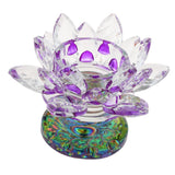 Max 7 Colors Buddhist Crystal Glass Tea Light Lotus Flower Candle Holder Purple - Aladdin Shoppers