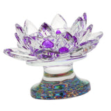 Max 7 Colors Buddhist Crystal Glass Tea Light Lotus Flower Candle Holder Purple - Aladdin Shoppers