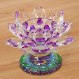 Max 7 Colors Buddhist Crystal Glass Tea Light Lotus Flower Candle Holder Purple - Aladdin Shoppers