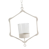 Maxbell Iron Ceiling Chandelier 3D Geometric Candle Holder Hanging Candlestick  A - White