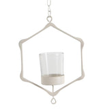 Maxbell Iron Ceiling Chandelier 3D Geometric Candle Holder Hanging Candlestick  A - White
