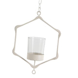 Maxbell Iron Ceiling Chandelier 3D Geometric Candle Holder Hanging Candlestick  A - White