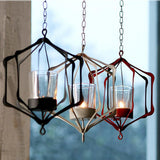 Maxbell Iron Ceiling Chandelier 3D Geometric Candle Holder Hanging Candlestick  A - White