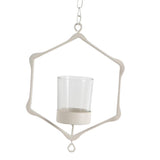 Maxbell Iron Ceiling Chandelier 3D Geometric Candle Holder Hanging Candlestick  A - White