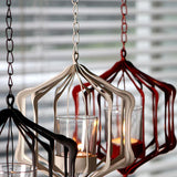 Maxbell Iron Ceiling Chandelier 3D Geometric Candle Holder Hanging Candlestick  A - White