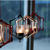 Maxbell Iron Ceiling Chandelier 3D Geometric Candle Holder Hanging Candlestick  A - Red
