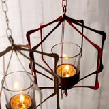 Maxbell Iron Ceiling Chandelier 3D Geometric Candle Holder Hanging Candlestick  A - Red