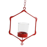 Maxbell Iron Ceiling Chandelier 3D Geometric Candle Holder Hanging Candlestick  A - Red