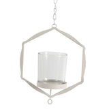 Maxbell Iron Ceiling Chandelier 3D Geometric Candle Holder Hanging Candlestick  B - White