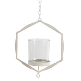 Maxbell Iron Ceiling Chandelier 3D Geometric Candle Holder Hanging Candlestick  B - White