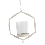 Maxbell Iron Ceiling Chandelier 3D Geometric Candle Holder Hanging Candlestick  B - White