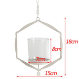 Maxbell Iron Ceiling Chandelier 3D Geometric Candle Holder Hanging Candlestick  B - White