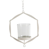 Maxbell Iron Ceiling Chandelier 3D Geometric Candle Holder Hanging Candlestick  B - White