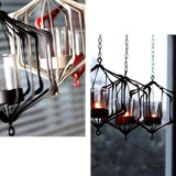 Maxbell Iron Ceiling Chandelier 3D Geometric Candle Holder Hanging Candlestick  B - White