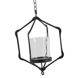 Maxbell Iron Ceiling Chandelier 3D Geometric Candle Holder Hanging Candlestick  D - Black