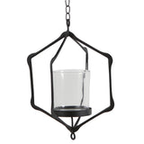 Maxbell Iron Ceiling Chandelier 3D Geometric Candle Holder Hanging Candlestick  D - Black