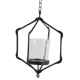 Maxbell Iron Ceiling Chandelier 3D Geometric Candle Holder Hanging Candlestick  D - Black