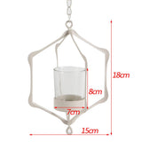 Maxbell Iron Ceiling Chandelier 3D Geometric Candle Holder Hanging Candlestick  D - Black