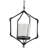 Maxbell Iron Ceiling Chandelier 3D Geometric Candle Holder Hanging Candlestick  D - Black