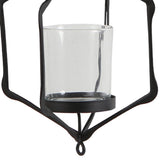 Maxbell Iron Ceiling Chandelier 3D Geometric Candle Holder Hanging Candlestick  D - Black