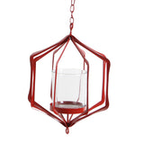 Maxbell Iron Ceiling Chandelier 3D Geometric Candle Holder Hanging Candlestick  E - Red