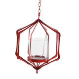 Maxbell Iron Ceiling Chandelier 3D Geometric Candle Holder Hanging Candlestick  E - Red