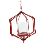 Maxbell Iron Ceiling Chandelier 3D Geometric Candle Holder Hanging Candlestick  E - Red